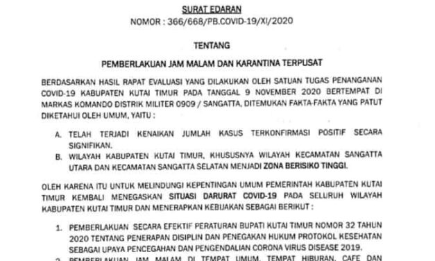 Jam Malam Dan Karantina Terpusat Diberlakukan Pemkab Kutim