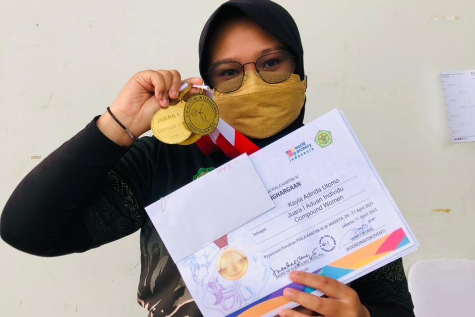 Harumkan Nama Kutim di Tingkat Nasional, Kayla Adinda Utomo Atlet Panahan Kutim Raih 3 Medali Emas