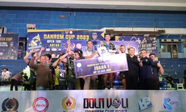 Tim Volly CJDW Kodim 0909/KTM Juara I di Ajang Bola Volley Cup Danrem 091/ASN 2023