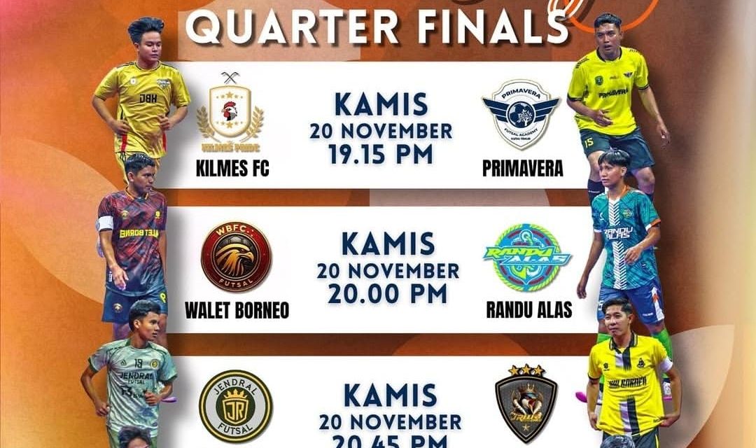 8 Tim Siap Adu Gengsi di Perempat Final Open Turnamen Futsal Bupati Cup 2025