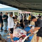 Masjid Jannatul Huda Kanal 3 Sembelih 5 Hewan Kurban, Dua Sapi Bantuan Bupati dan Wabup Kutim